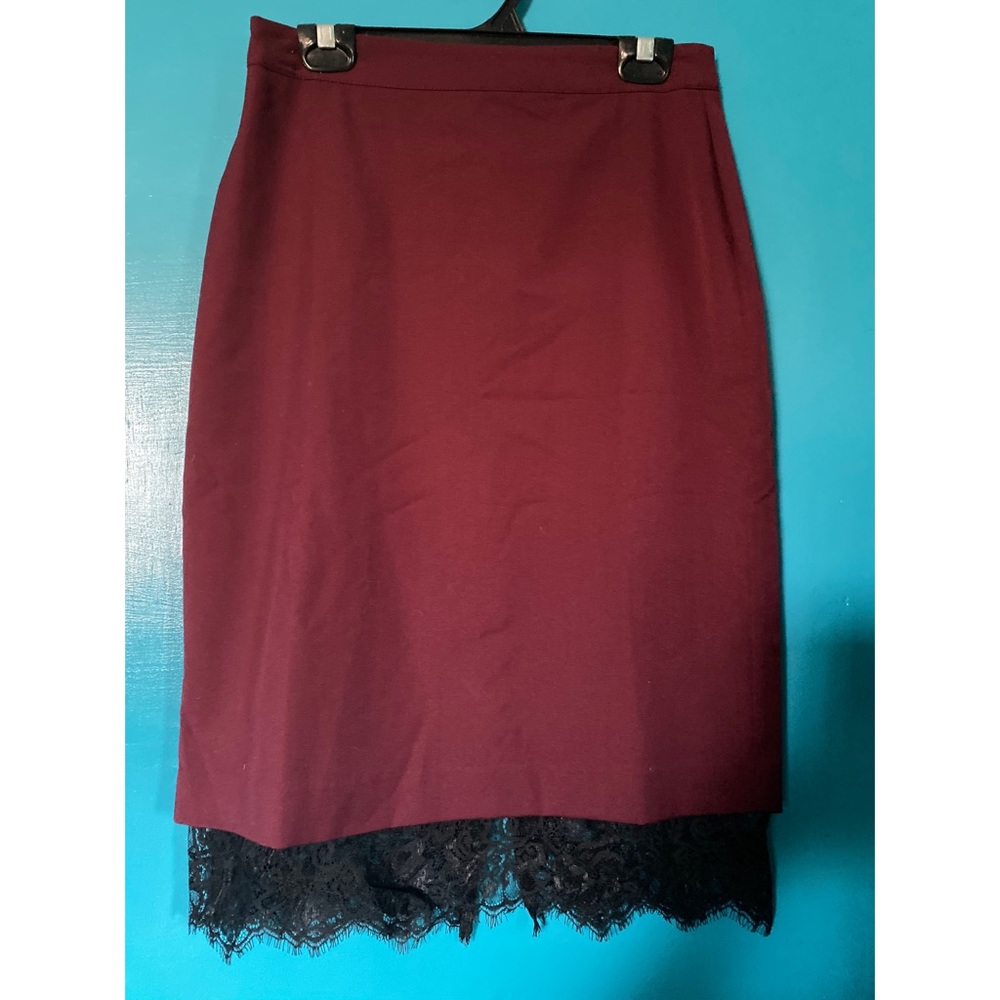 Red knee length skirt